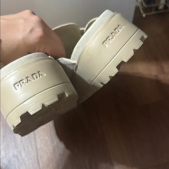 Prada Women's Beige Suede Mules - Picture 3 of 5